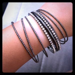 Black bangles with studs